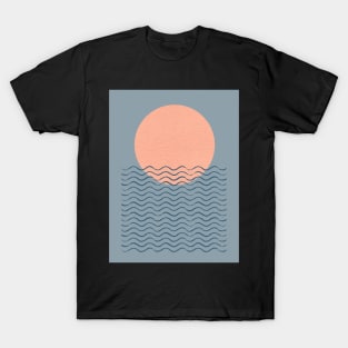 Ocean Wave Sun - Mid century modern T-Shirt